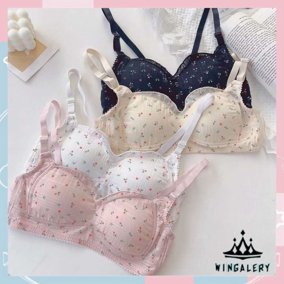 ART J28D WINGALERY Bra Push Up Tanpa Kawat Wanita Sport BH Korea Flower Fashion Bralette 938