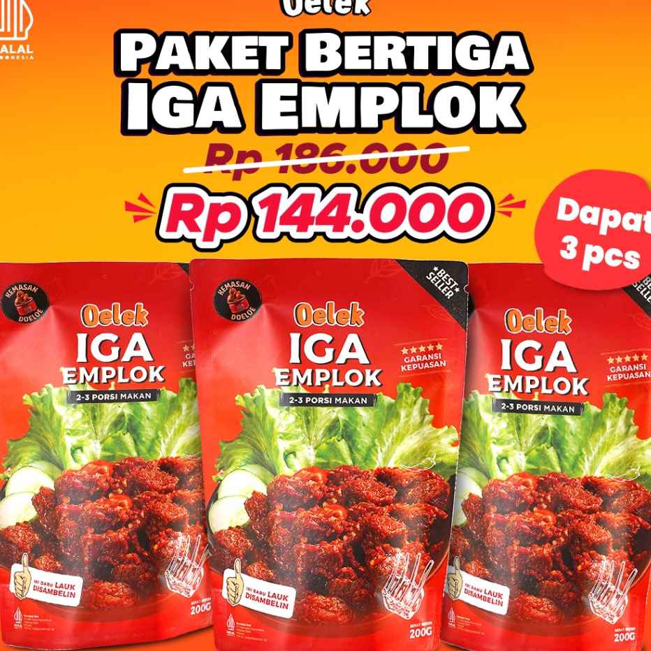 

88 Paket Bertiga Iga Emplok Oelek 3 Pack Iga Emplok Iga Mercon Iga Sambal Oseng Iga