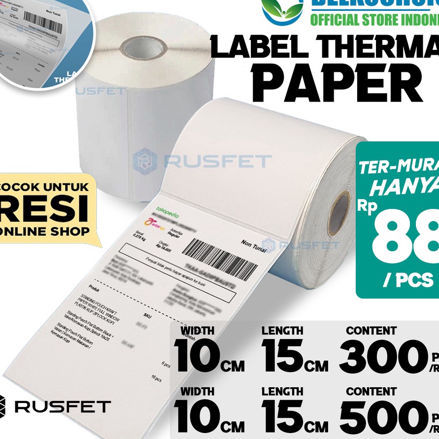 

C6369 Sticker Thermal Paper Label Kertas Printer Resi Stiker Barcode POS RUSFET TERMURAH