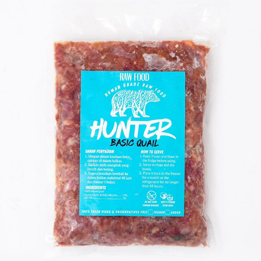 NEW Hunter Raw Food DAGING PUYUH GILING (RAW CAT FOOD) - 500gr GROUND QUAIL 100% Daging Puyuh Giling