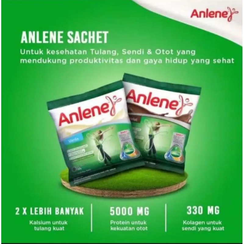 

Susu Anlene Actif Rasa Coklat & Vanila Renceng isi 10Sachet