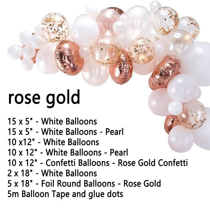 Paket balon dekorasi garland white rose gold