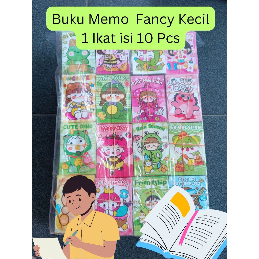 

BUKU MEMO LEM KERTAS FANCY KECIL MEREK DG 1 IKAT ISI 10 PCS