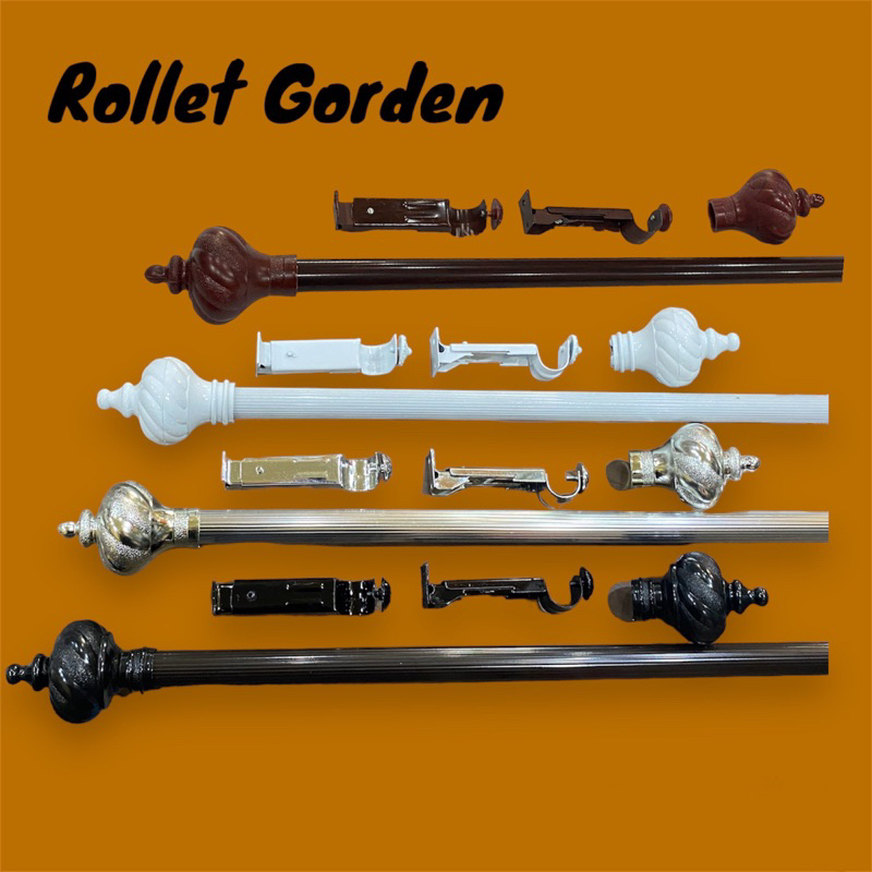 Rollet Gorden Garis | Rell Batangan Besi Tiang Gorden Polos | Pipa Aluminium Gorden Motif Garis dan 