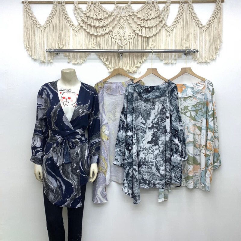 tunik rayon motif cardigan