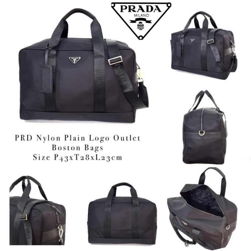 PRA DA Nylon Plain Logo Outlet Boston Bags