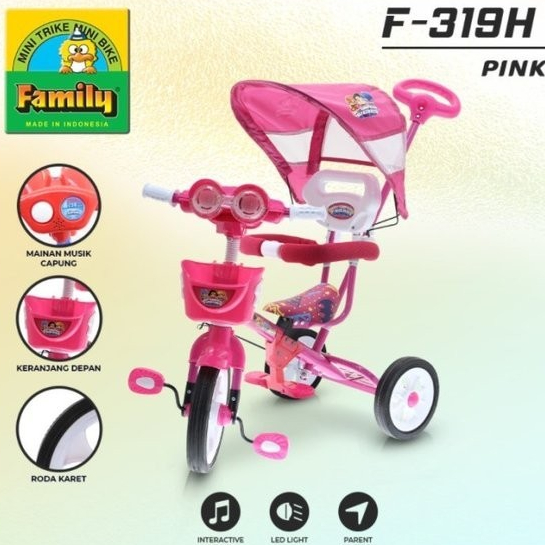 Sepeda tricycle family anak F 319 HT sepeda anak roda tiga usia 1-5 tahun ada musik dan dorongan hig