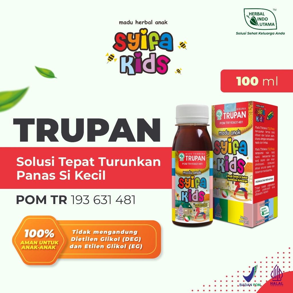 

SYIFA KIDS TRUPAN 100ML MADU ANAK UNTUK DEMAM 100ML