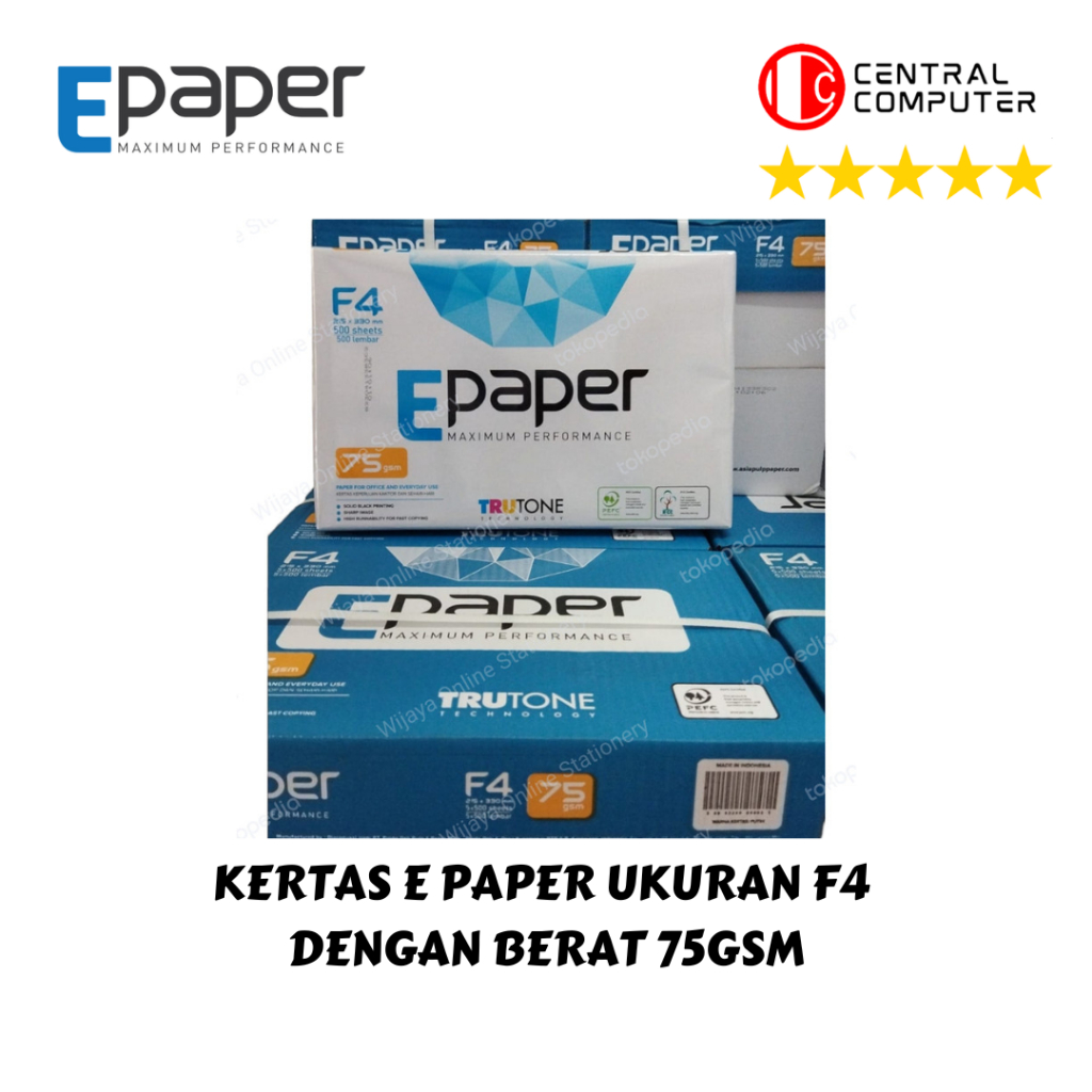 

Kertas Putih E Paper F4 dengan berat 75GSM
