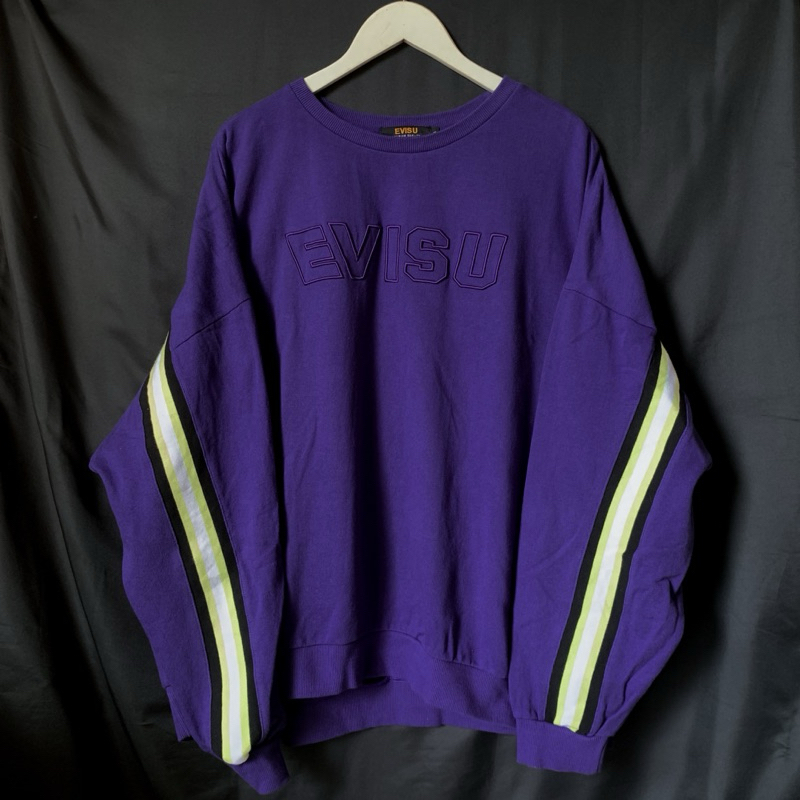 CREWNECK EVISU BIG LOGO ORIGINAL - CREWNECK UNGU - EVISU ORIGINAL