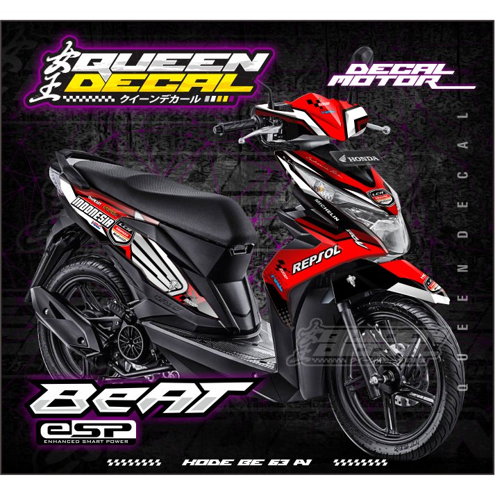 Stiker Decal Motor BEAT ESP Full Body Racing - STIKER DECAL BEAT ESP DESAIN REPSOL - BE