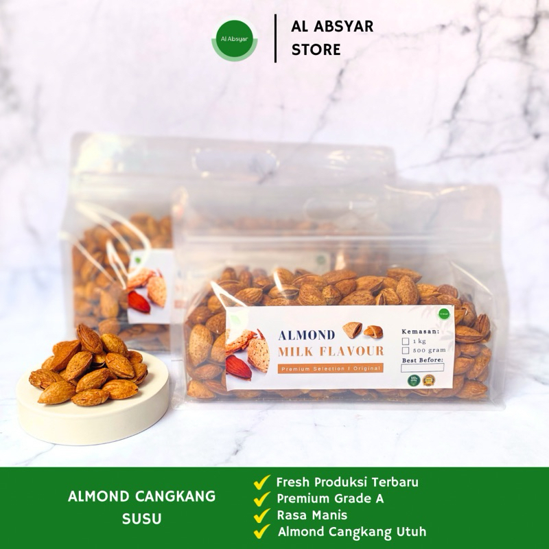 

Almond Cangkang Susu Butter Milk 1 kg Roasted Healthy Food Kurma Alif Nut Granola Oleh-Oleh Timur Tengah