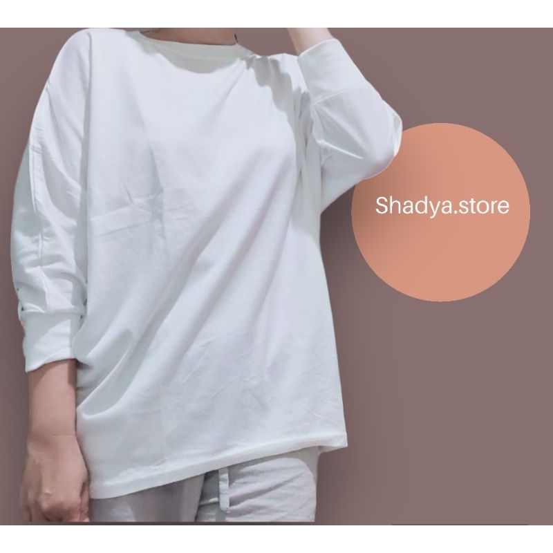 blouse kaos Batwing oversize combad, kaos putih polos, kaos hitam polos