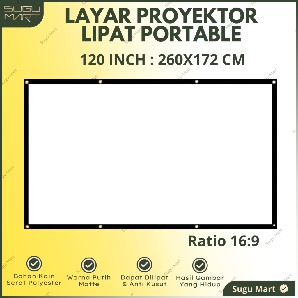 LAYAR PROYEKTOR LIPAT 120 INCH 16:9 | SIMPLE PROJECTION SCREEN FOLDED | SCREEN PROYEKTOR LIPAT | LAY
