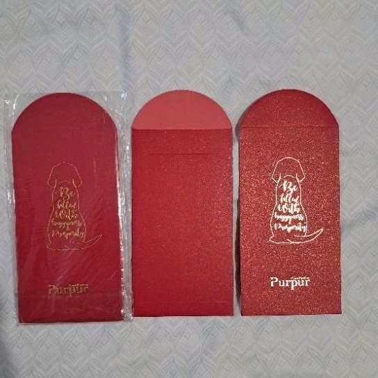 

Kertas angpao panjang full glitter Purpur Singapore