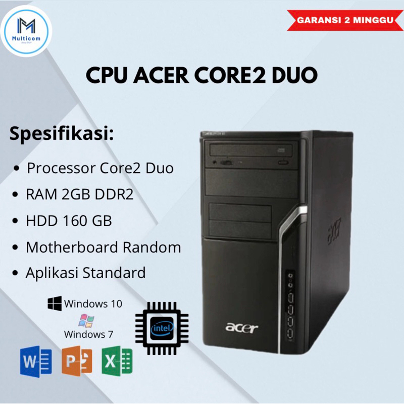 Cpu ddr2 ram 2 gb hdd 160 gb