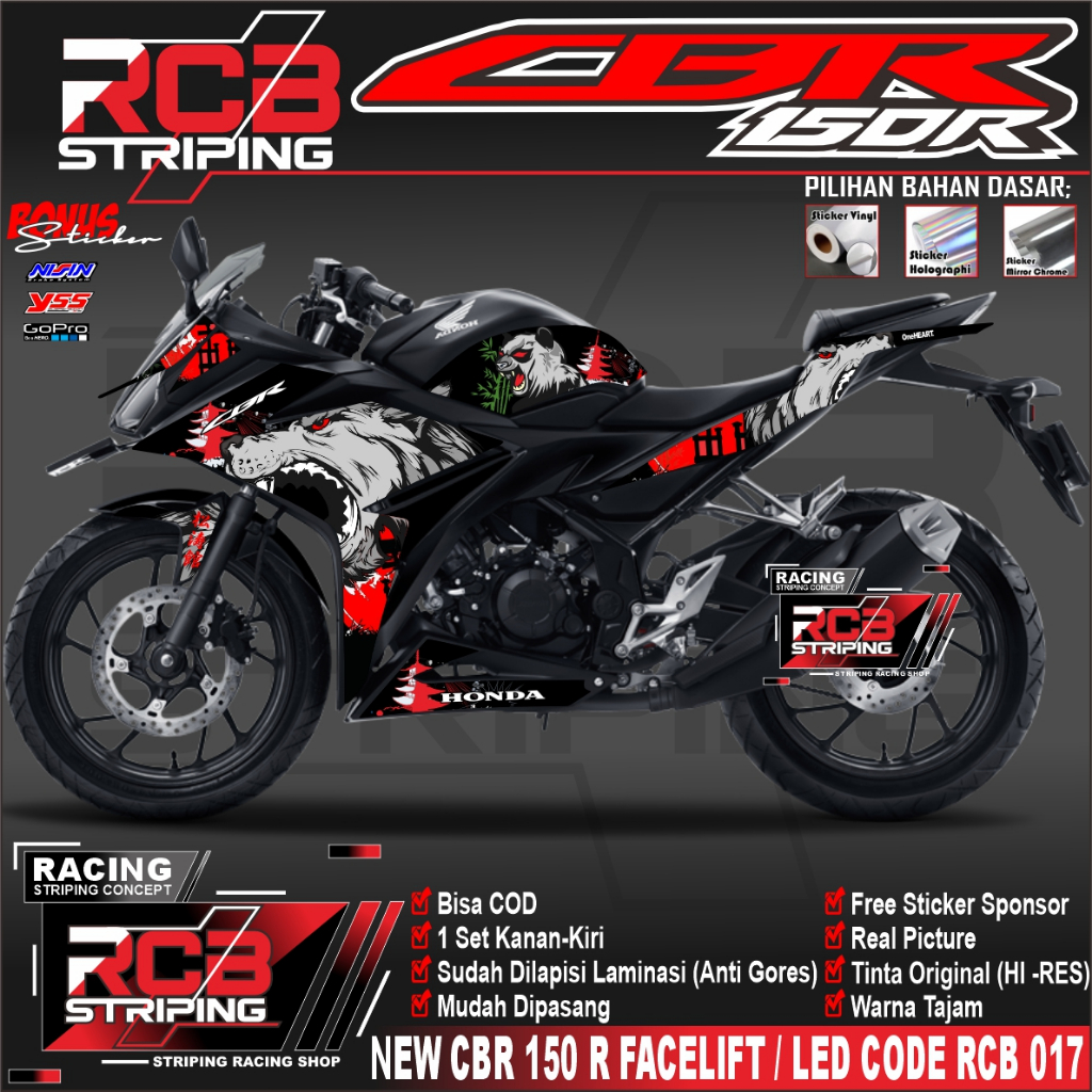 STRIPING CBR 150 R FACELIFT VARIASI STIKER LIST BODY CBR 150 R FACELIFT RCB 017