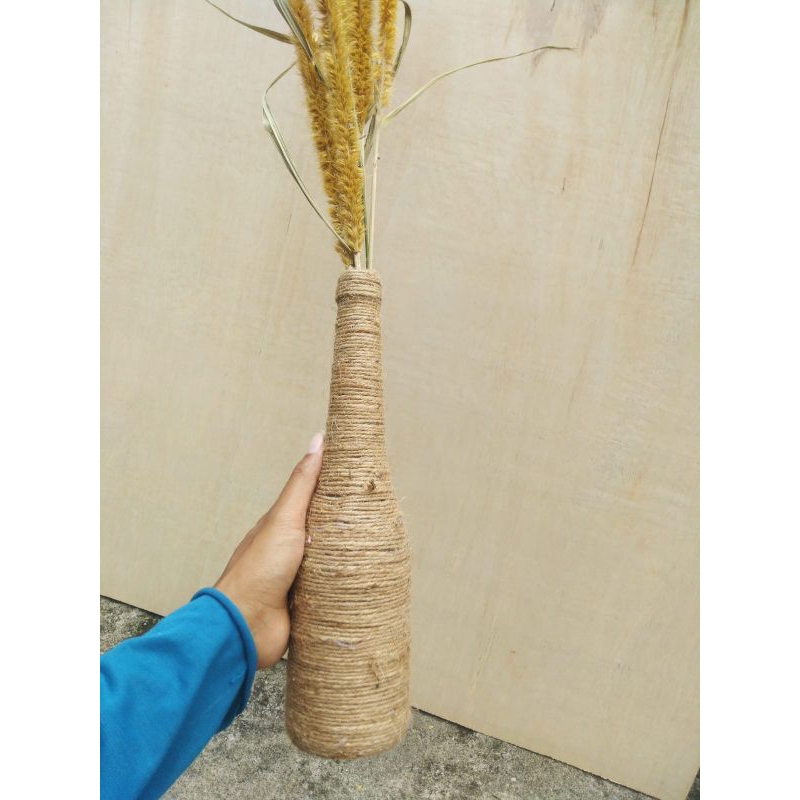 vas tali rami /vas botol kaca tali rami / vas bunga kering aesthetic