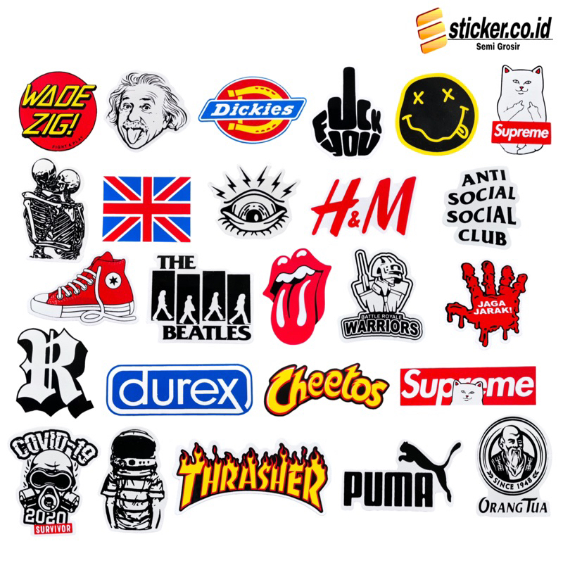 

25 pcs Sticker Distro Brand Band Dan Lainnya