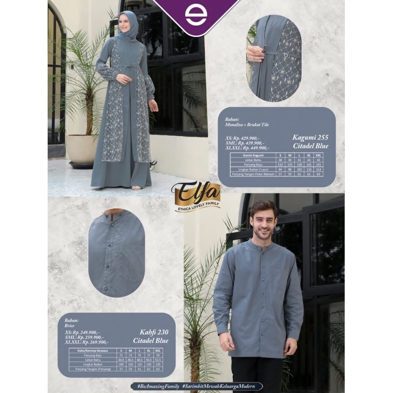 Sarimbit Family Couple 144 Citadel Blue by Ethica|Sarimbit 2022|Sarimbit Lebaran|Gamis Premium|Serag
