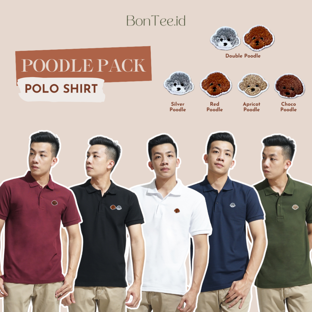 POLO - POODLE PACK EDITION - Baju Kaos Kerah Atasan Bordir Patch Motif Anjing Poodle Lucu Premium - 