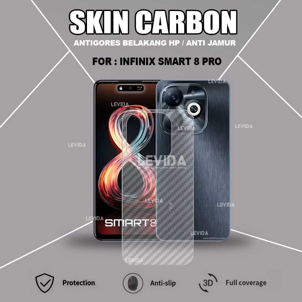 Infinix Smart 8 Pro Infinix Smart 8 Skin Carbon 3D Antigores Skin Carbon  Infinix Smart 8 Pro Infinix Smart 8