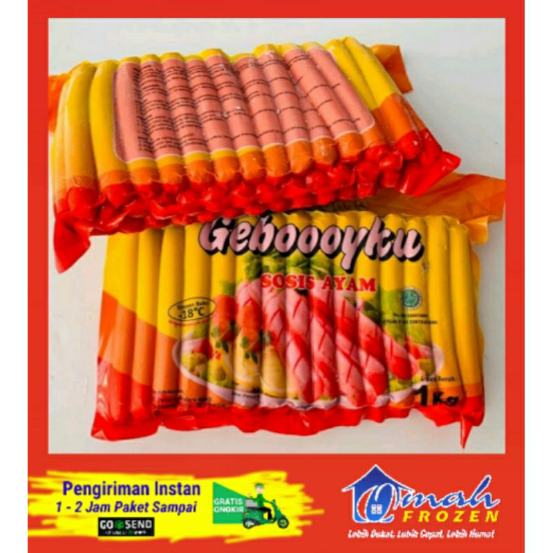 

Sosis panjang, 1 Kg Sosis Ayam Gebooyku Long, Frozen Serang