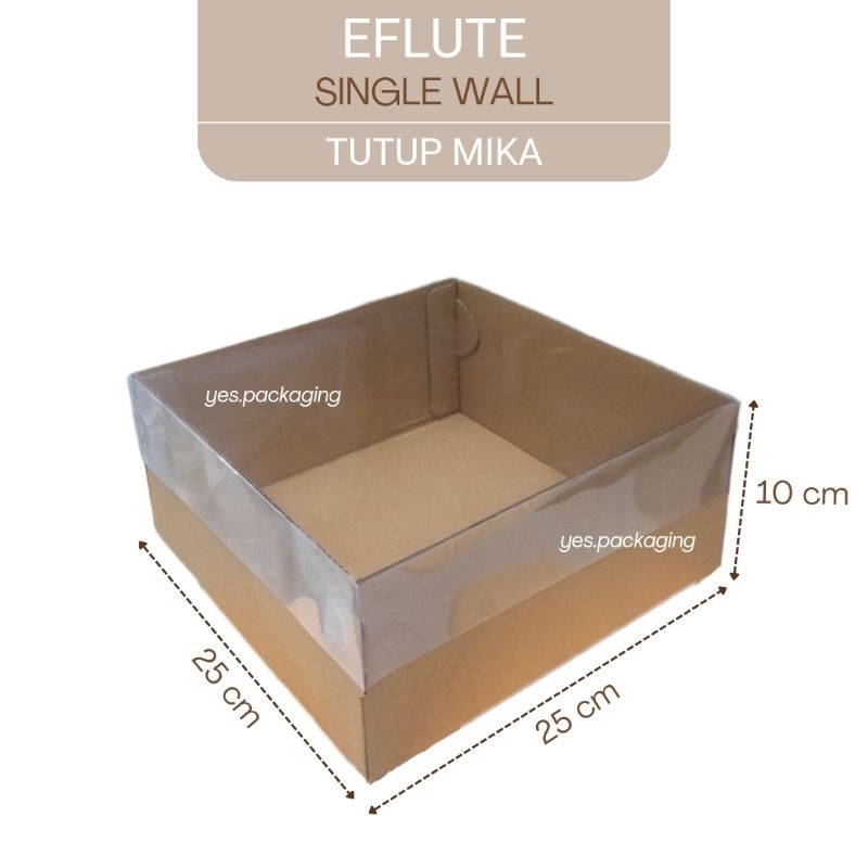 

[25x25x10cm] EFLUTE TUTUP MIKA Corrugated Box Dus Kotak Kemasan Cake Hampers Kue Pudding Roti Snack Tart