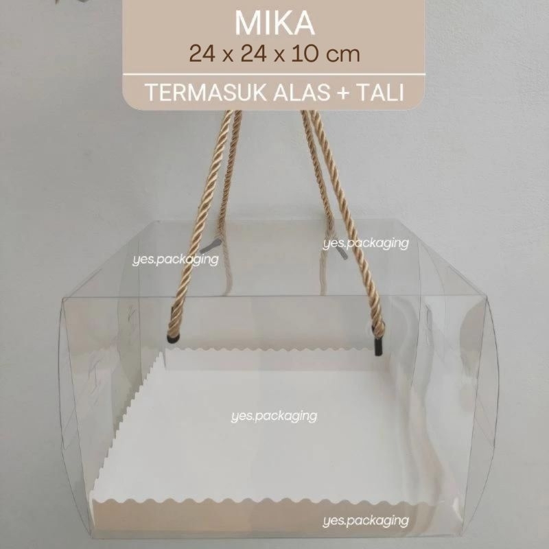 

[24x24x10cm] MIKA TALI Box Kotak Mika Handle Tali Clear Transparan Cake Chiffon Hampers Kue Pudding Tart