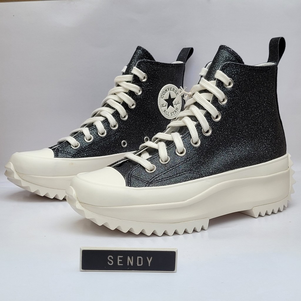 Converse Women's Run Star Hike Sparkle Party Platform Glitter A07947C Black Egret Original 100% Ori 