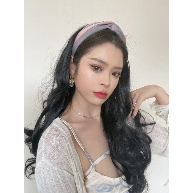 Wig Bando Cantik Wanita Simple Elegan Korean Version Wig Bando Panjang Wanita Hairclip Korea Rambut 
