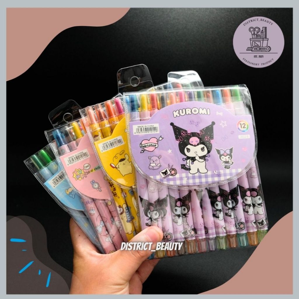 

CRAYON PUTAR SANRIO KRAYON MEWARNAI KRAYON TWIST ROLLING MOTIF KUROMI CINAMOROL PURIN MELODY