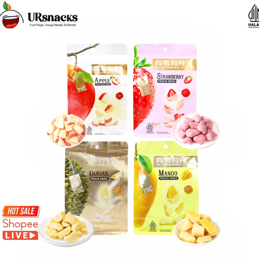 

FG2 URSNACKS Bundle Of 4 Freeze Dried Keripik Sehat Durian Mango Strawberry Apple