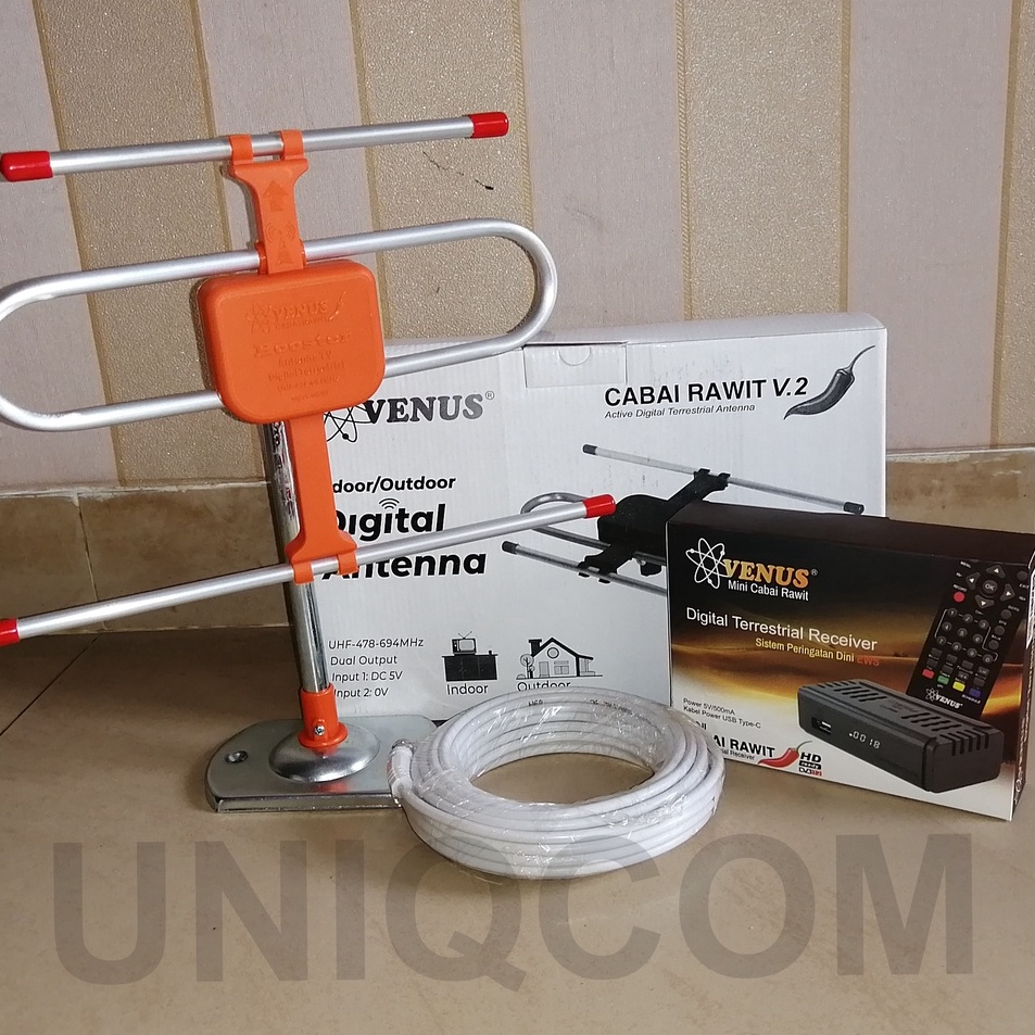 V Paket Antena TV Digital Venus Cabai Rawit  STB DVBT2 Venus Cabe Rawit Stock Banyak