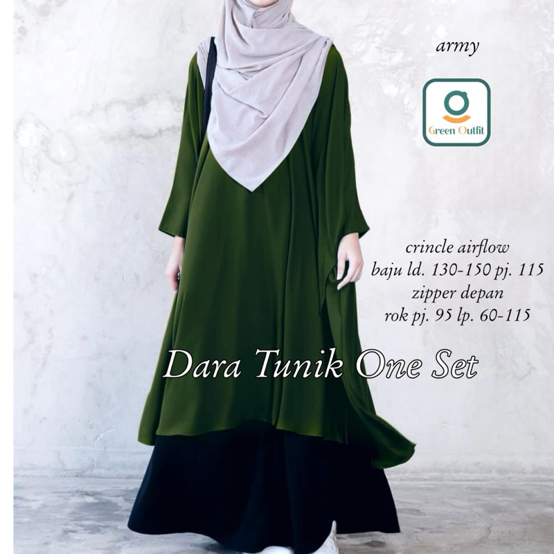 Dara Tunik One Set Rok Ld 130-150 Busui Friendly Zipper Depan Jumbo All Size Gamis Ngaji Lebaran Ray