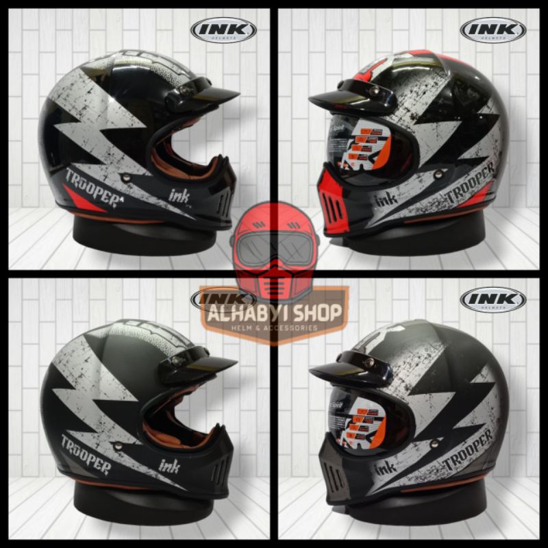 HELM INK TROOPER MOTIF THUNDER | SINGLE VISOR LIGHT SMOKE | SNI/DOT