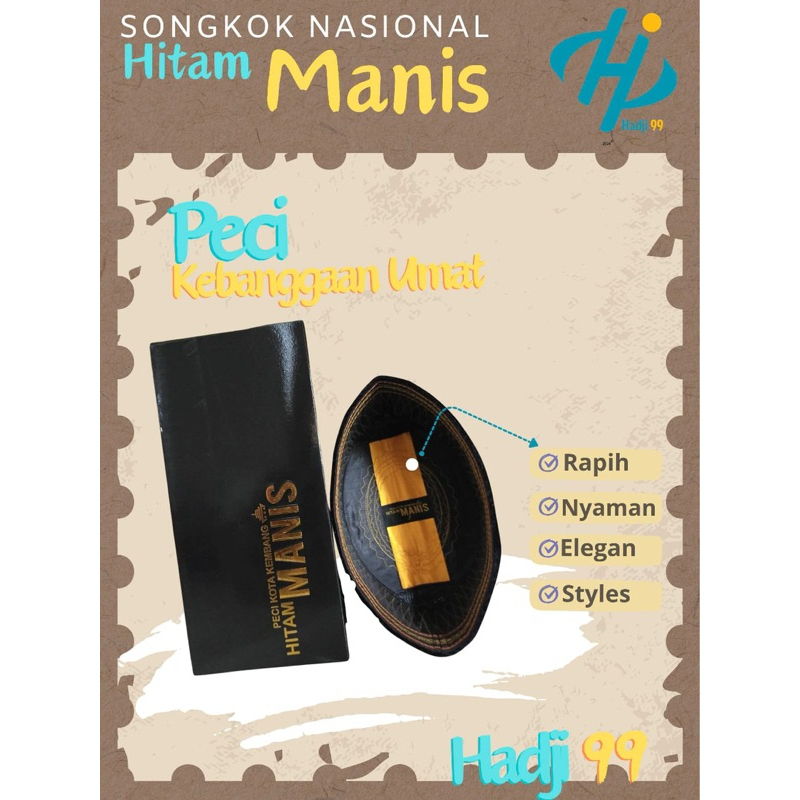 PECI SONGKOK KOPIAH HITAM MANIS AC BIASA MURAH