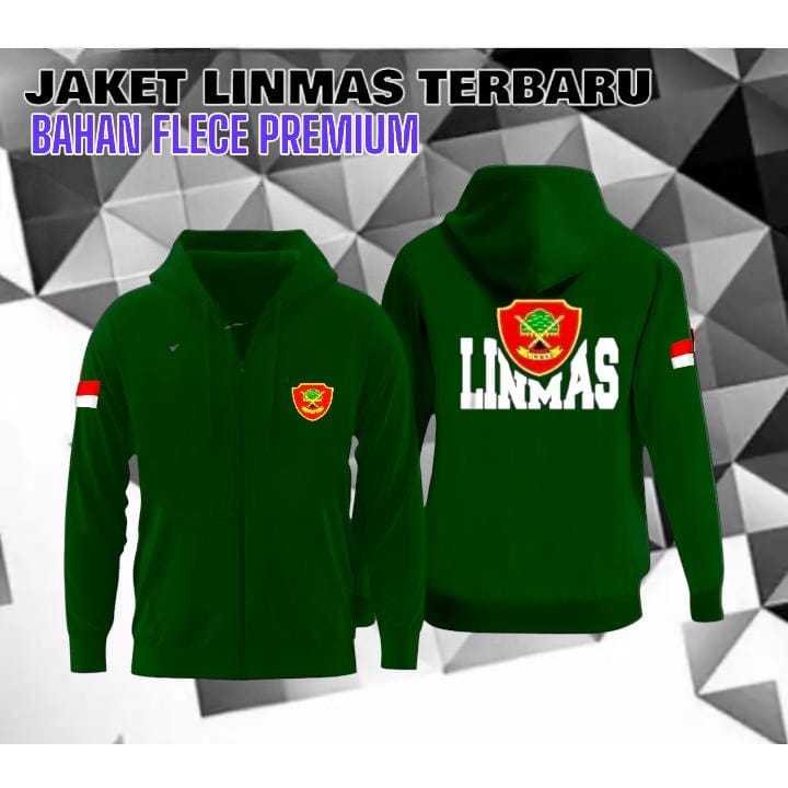 jaket linmas / hoodie linmas resleting bahan flece