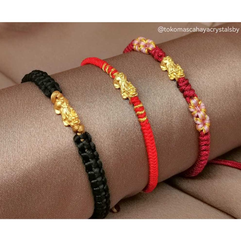 Promo 88 Gelang Charm Pixiu  Naga  Dragon  Jilin Emas kadar 24k HK Hongkong 999 999  Gelang Tali Ser