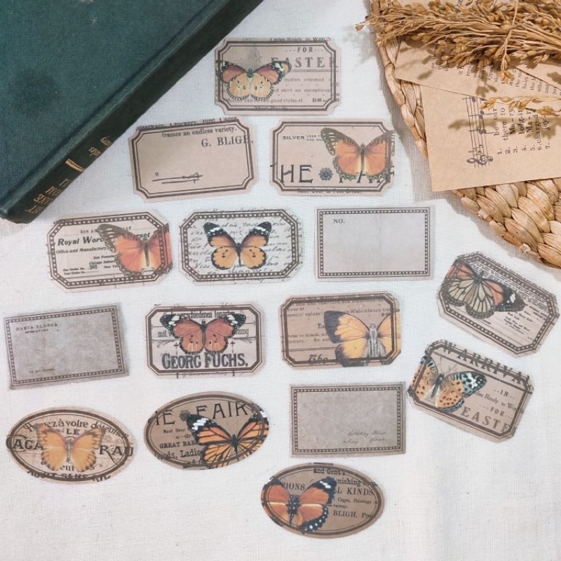 

STIKER JOURNALING OLD BUTTERFLY LABEL