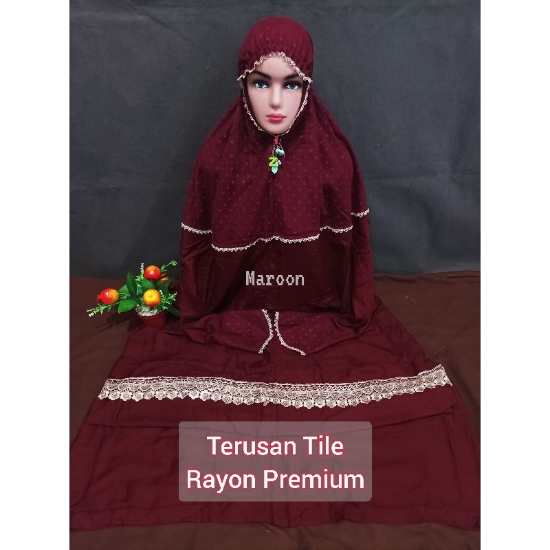 MUKENA TERUSAN RAYON TILE BRUKAT | MUKENA ADEM DEWASA | MUKENA LAJURAN RAYON MODEL TERBARU ALA SANTR