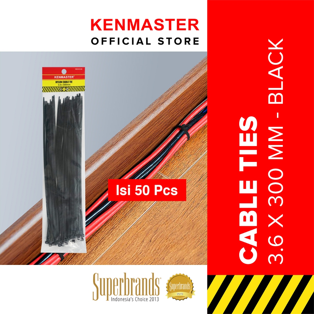 

Kenmaster Cable Ties 3.6X30cmX50Pcs - 1 PACK - CABL024