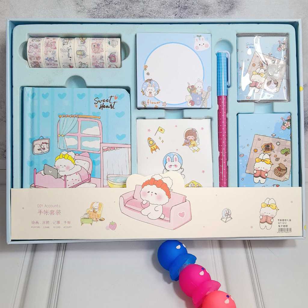 

RB PAKET JURNAL ALAT TULIS 7 IN 1 MODEL BUNNY KELINCI IMUT READY 2 WARNA PAKET BOX STATIONARY