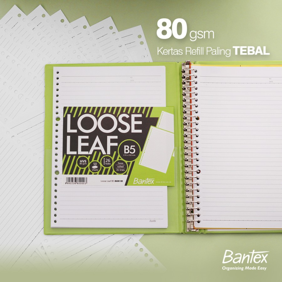 

Bantex Loose Leaf Paper B5 80 gsm 50 Sheets - 26 Holes #8600 00 (pcs)