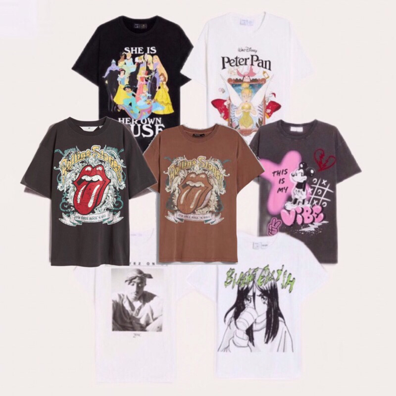 BERSHKA NEW PETERPAN MICKEY MOUSE ALL EYEZ ON ME MY MAMA DON’T LIKE YOU BILLIE EILISH TUPAC 2PAC THI