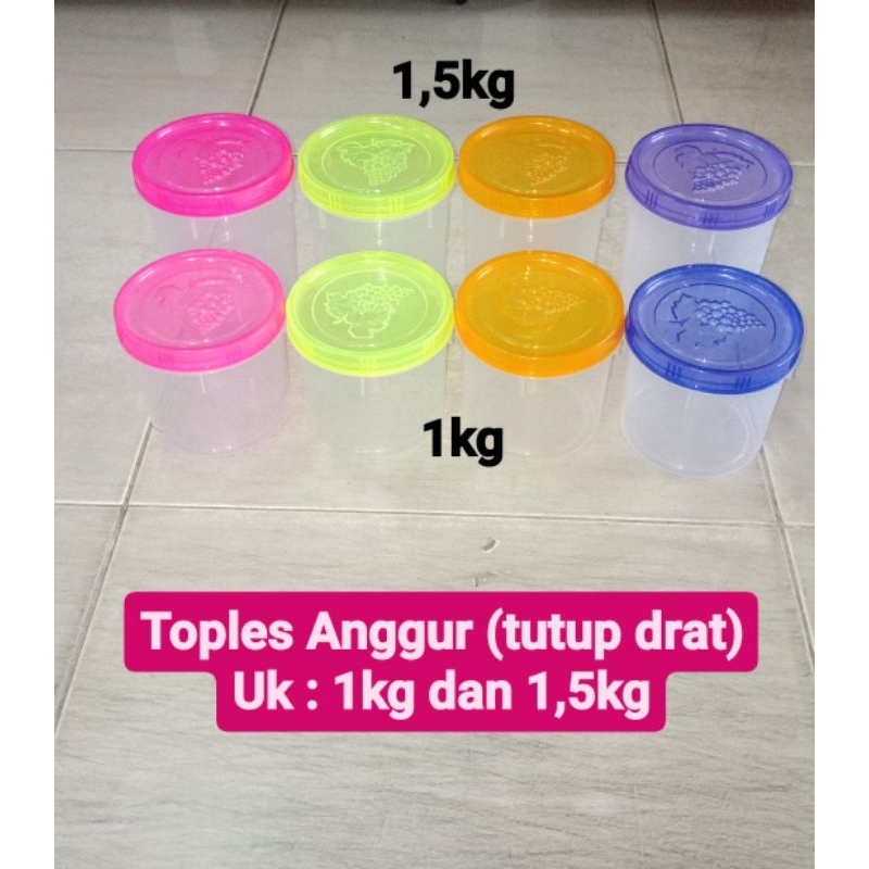 Toples 1kg - Toples 1,5 kg tutup drat/putar. Toples tabung - tutup bentuk anggur