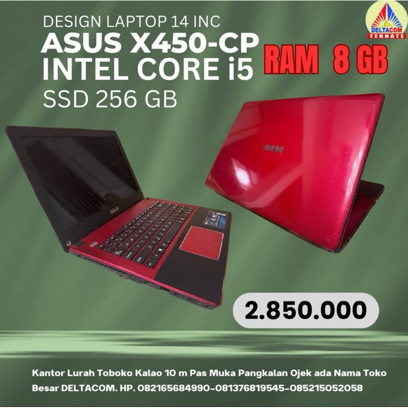 ASUS X450 DESIGN LAPTOP CORE i5 RAM 8 GB SSD 256 GB