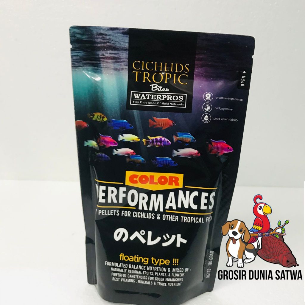 Pakan Pelet Ikan Hias Cichlid Waterpros Pump Performance 185 gram