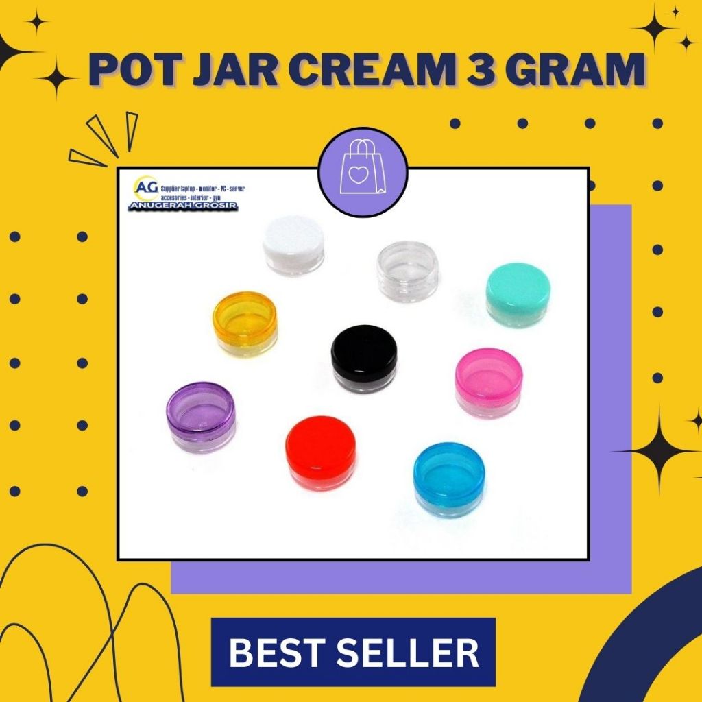 Pot jar cream kosmetik 3 gram - jar serum kemasan kosmetik pp 3gr murah - pot share in jar krim