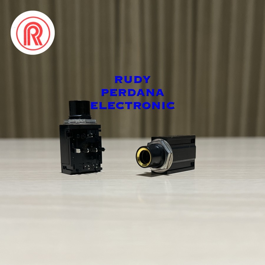 SOCKET SOKET AKAI 6.5 MM STEREO 7P 7 PIN PANEL BODI SEGI KOTAK GOLD